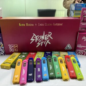 Stoner Stix Disposable Vape pen showing sleek design and colorful packaging