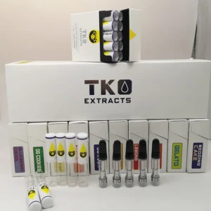 Authentic TKO Extracts THC vape cartridge with blue dream strain