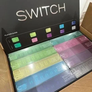 Close-up of Boutiq Switch V3 2g disposable THC vape pen with sleek black finish