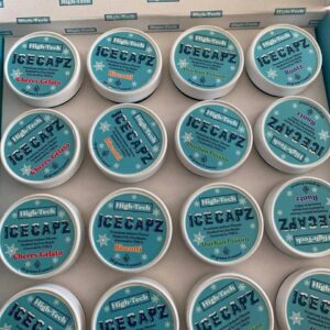 Frosted Ice Caps marijuana buds in airtight resealable jar