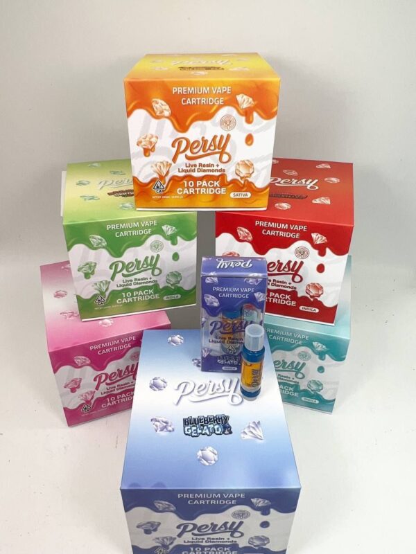 Persy 2g THC vape cartridge filled with high-quality live resin cannabis oil