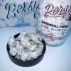 Close-up of frosty Persy Mini Snowballs cannabis buds with rich trichomes